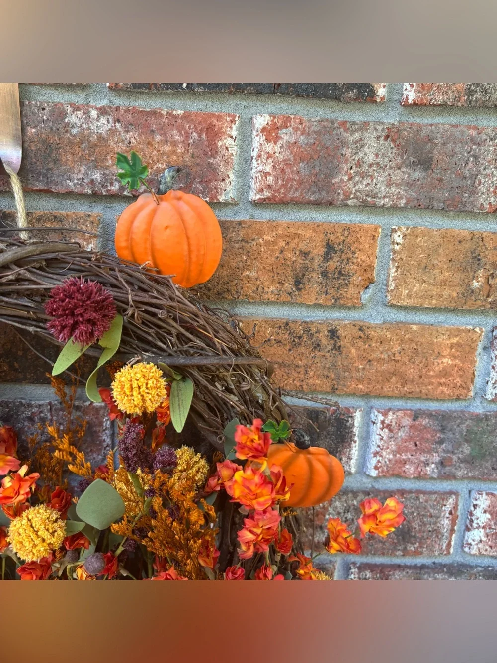 🎃 Pumpkin Flower Grapevine Wreath